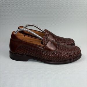 Mezlan Toulon Penny Loafers Woven Dress Shoes Brown Leather Men’s Size 9M
